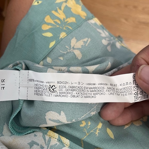 Zara Women’s Japanese Crane Print Long sleeve Sea green Size Medium Blouse - Picture 8 of 8